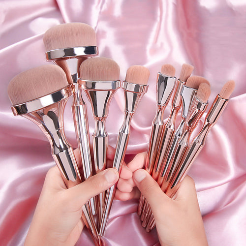 MXE 9pc Luxery Metalic Rosegold Makeup Brushes with FREE TRAVEL BAG